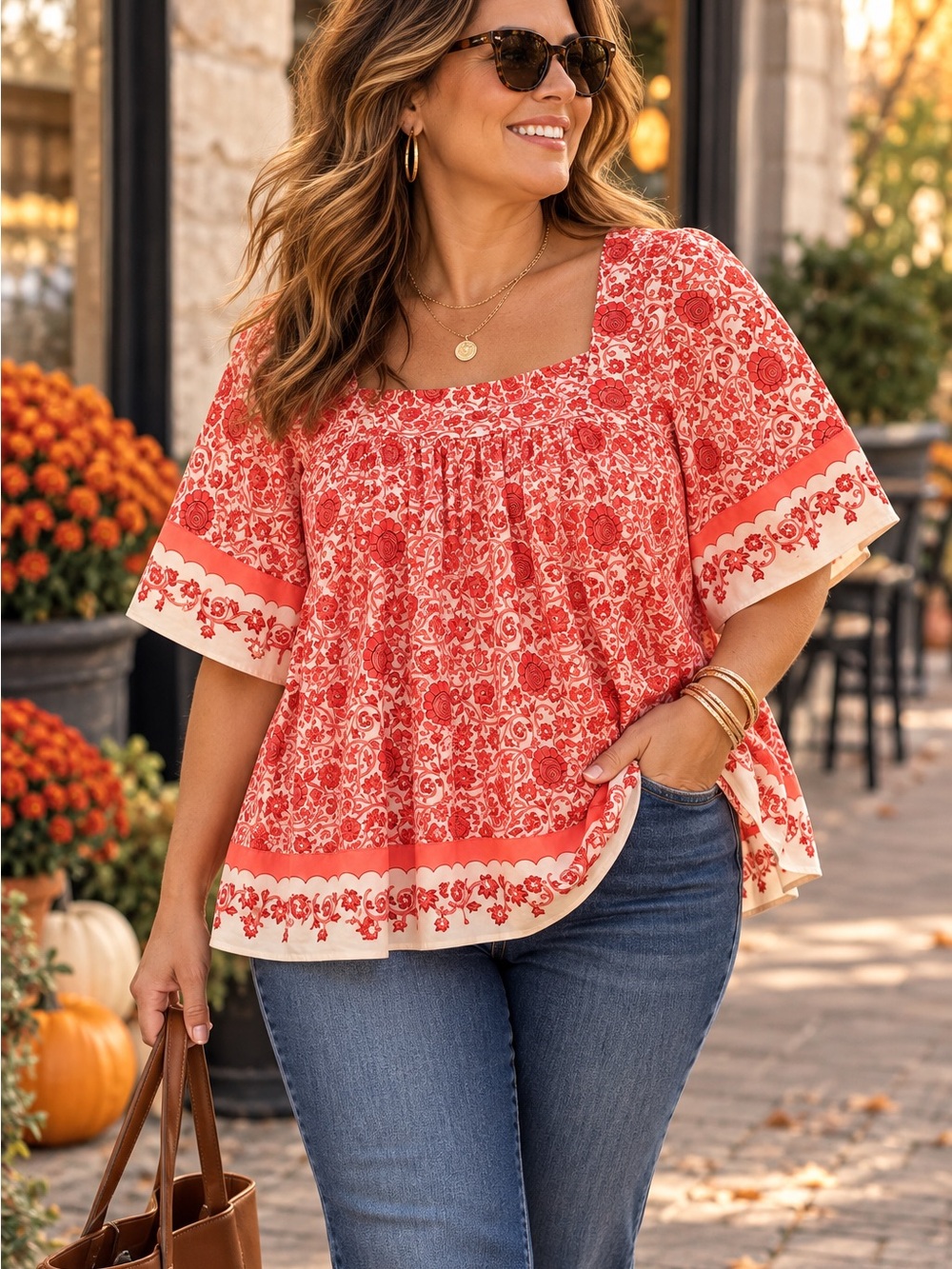 NWT Universal Thread 2X Floral Square Neck Cotton Top